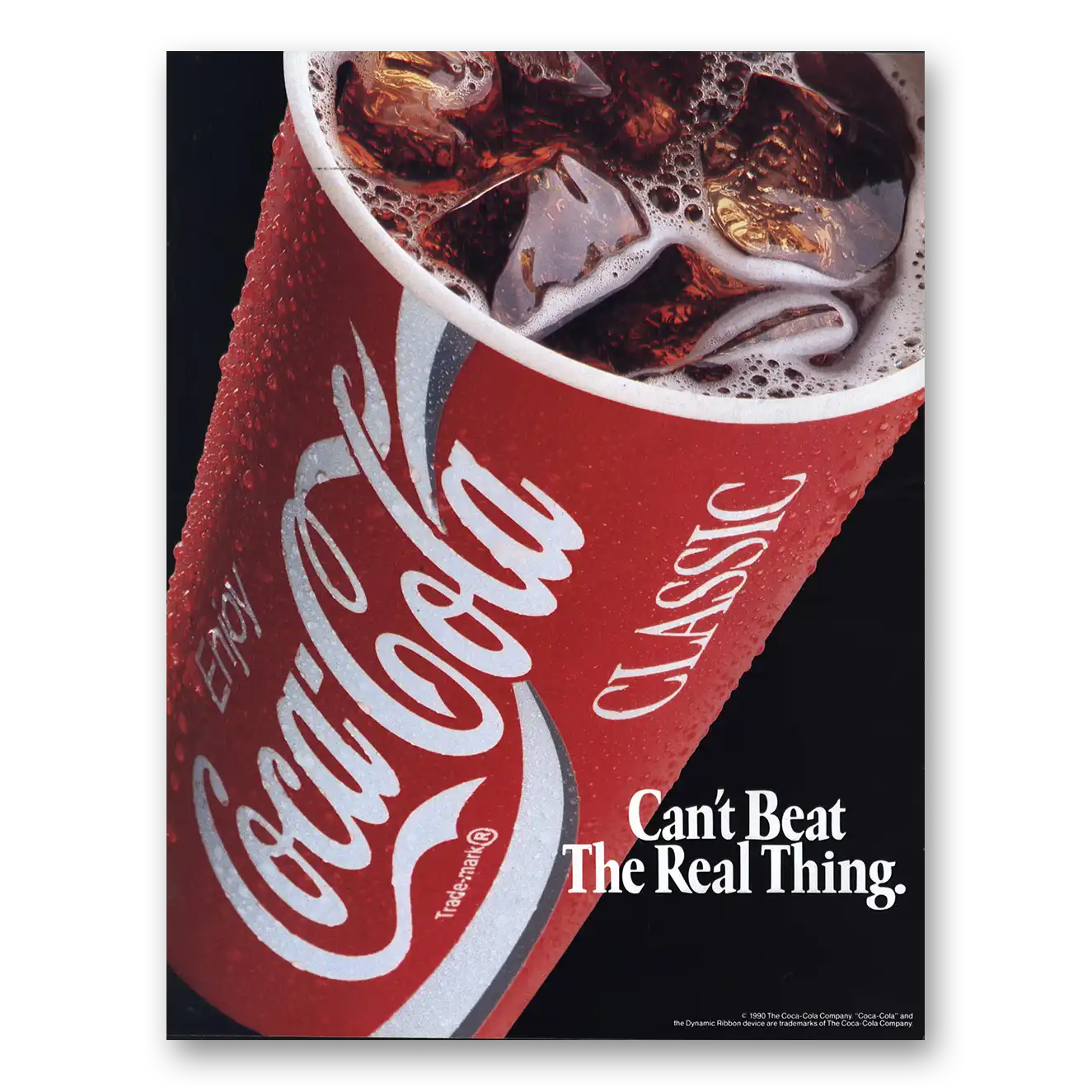 1991 Coca Cola Cant Beat the Real Thing Vintage Magazine Print Ad