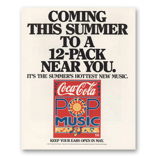 1991 Coca Cola Coming This Summer Pop Music Vintage Magazine Print Ad