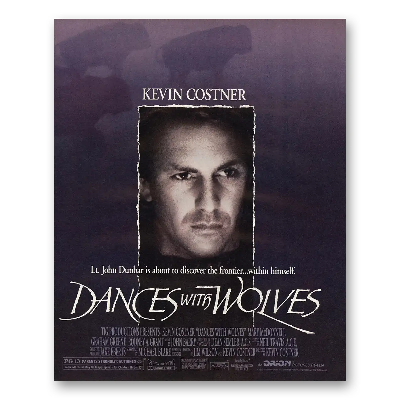 1991 Dances With Wolves Promo Kevin Costner Vintage Magazine Print Ad