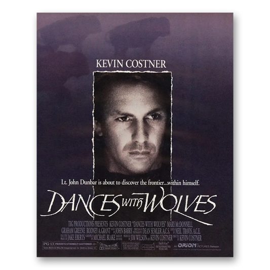 1991 Dances With Wolves Promo Kevin Costner Vintage Magazine Print Ad