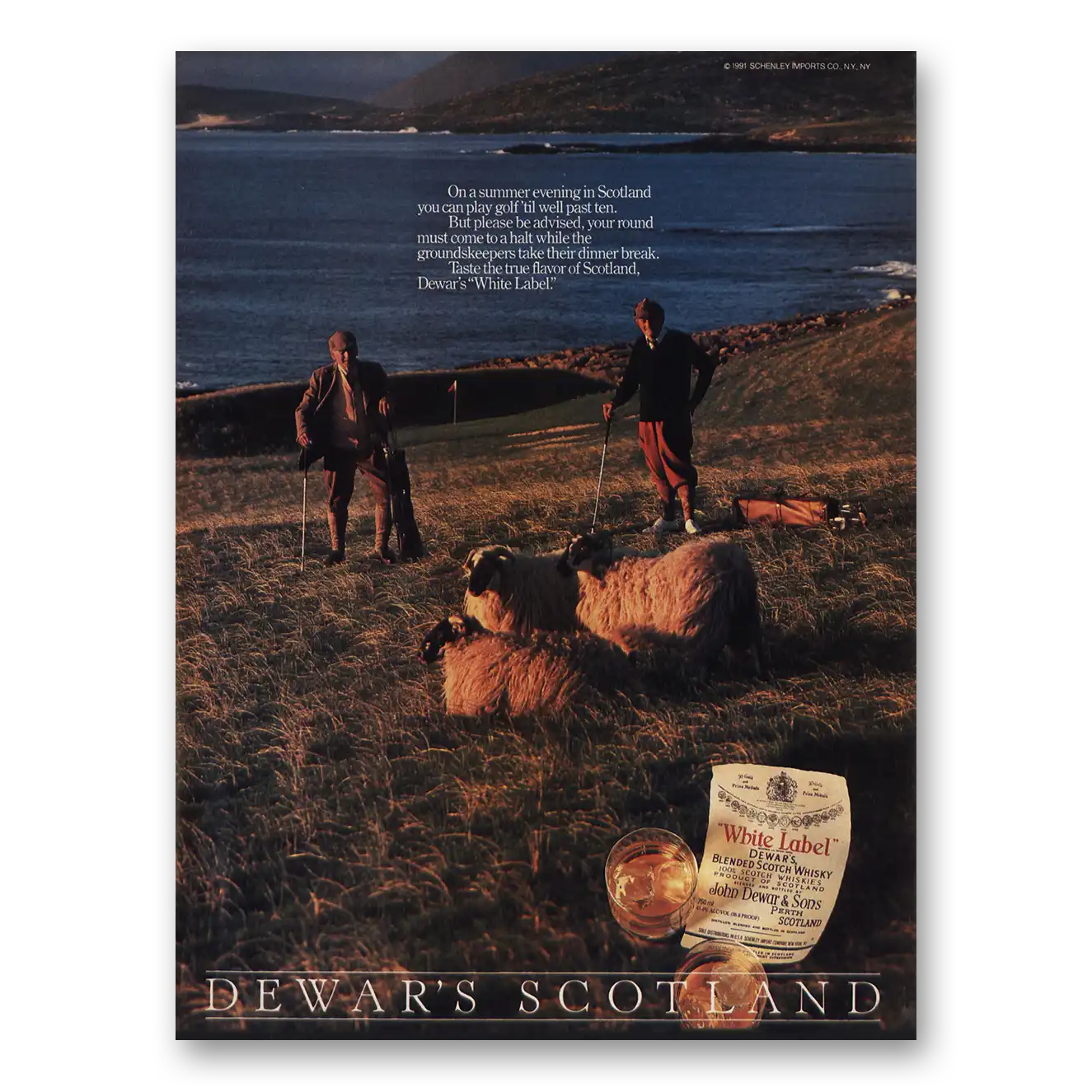 1991 Dewars White Label Summer Evening Scotland Vintage Magazine Print Ad