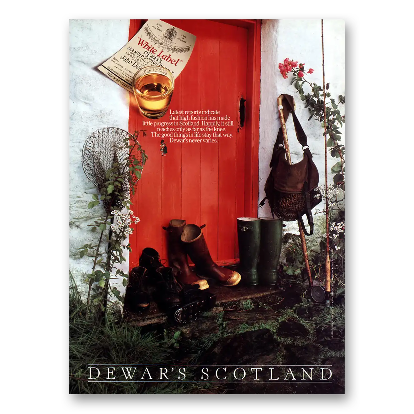 1990 Dewars White Label High Fashion Has Made Little Progress in Scotland Vintage Magazine Print Ad