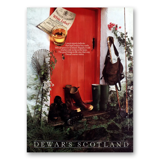 1990 Dewars White Label High Fashion Has Made Little Progress in Scotland Vintage Magazine Print Ad