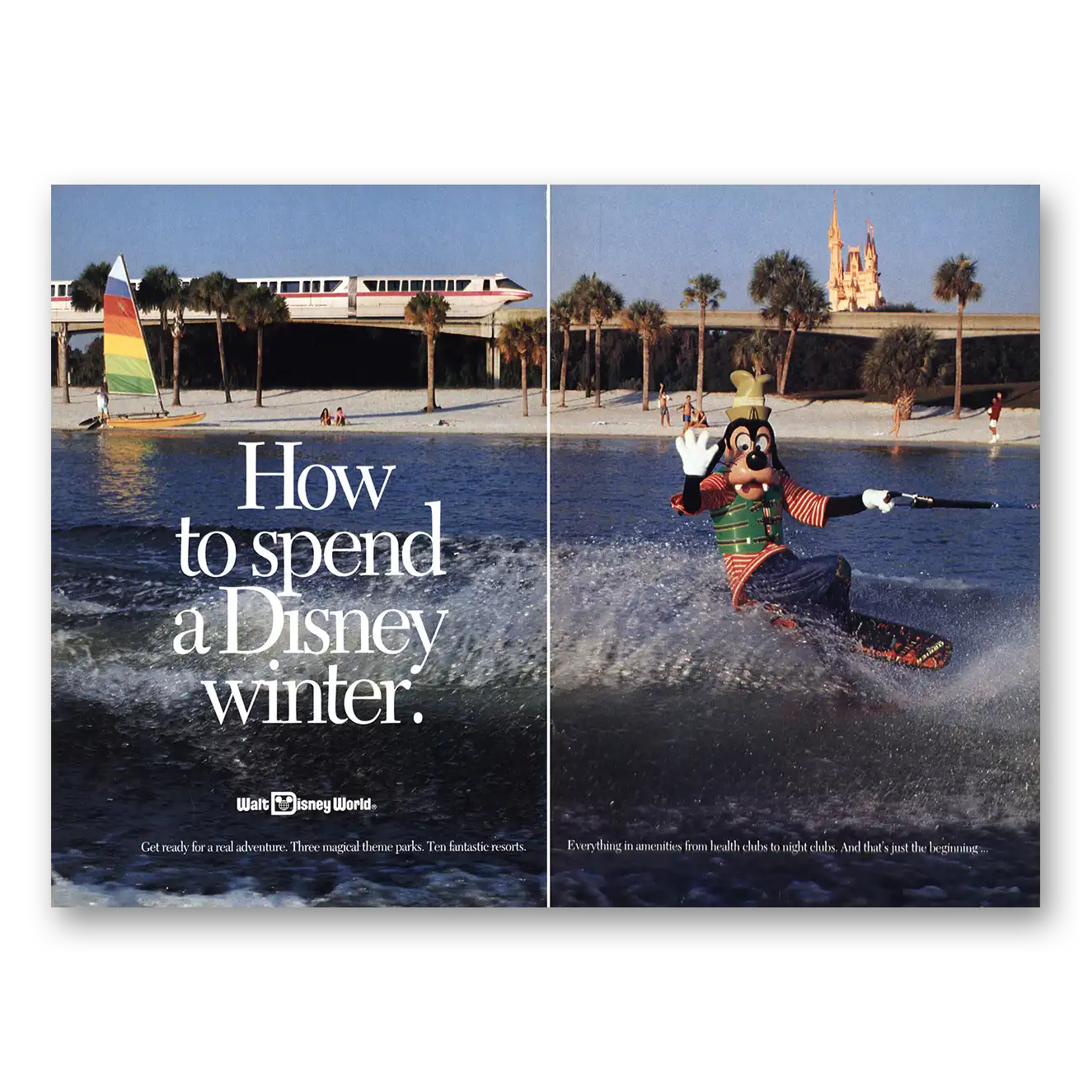 1991 Walt Disney World Spend a Disney Winter Vintage Magazine Print Ad