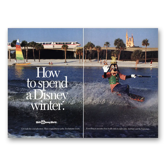 1991 Walt Disney World Spend a Disney Winter Vintage Magazine Print Ad