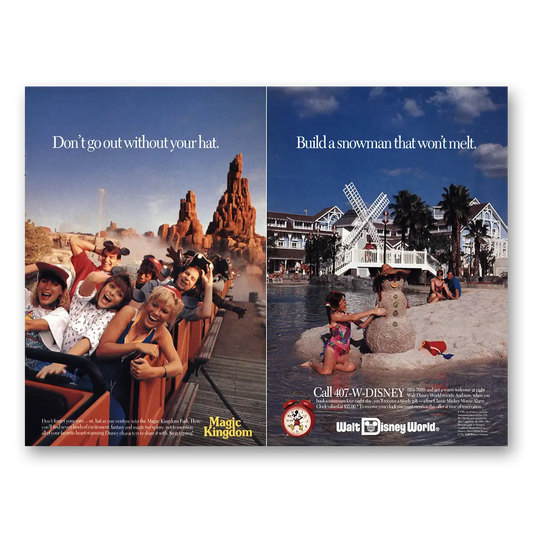 1991 Walt Disney World Big Thunder Mountain and Yacht Beach Club Vintage Magazine Print Ad