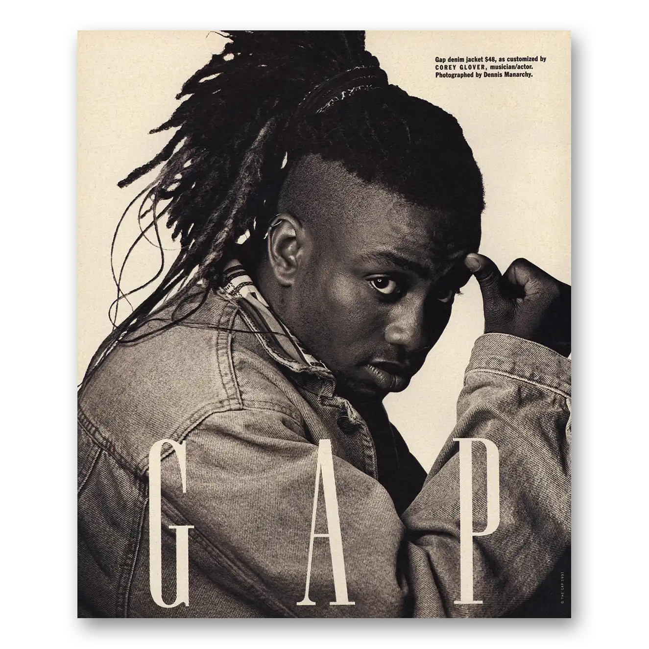 1991 Gap Corey Glover Vintage Magazine Print Ad