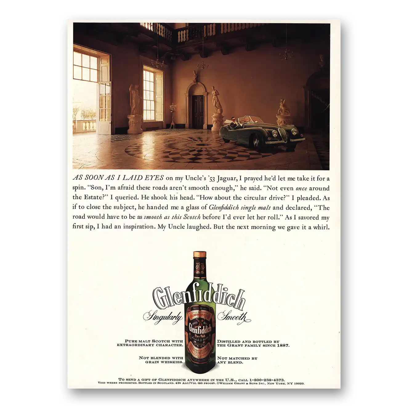 1991 Glenfiddich Uncles 53 Jaguar Vintage Magazine Print Ad