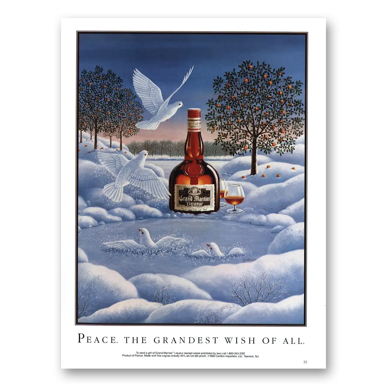 1991 Grand Marnier Peace Grandest Wish of All Vintage Magazine Print Ad