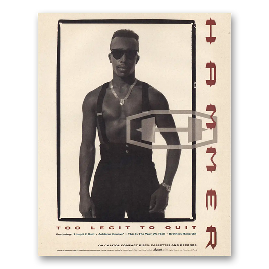 1991 MC Hammer Promo Too Legit To Quit Vintage Magazine Print Ad