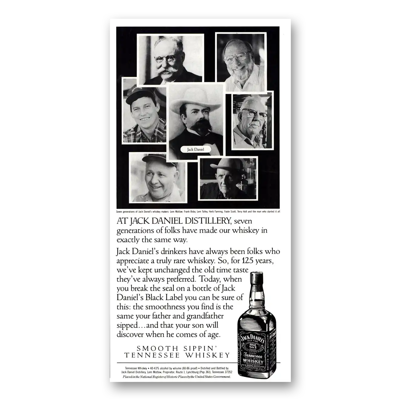 1991 Jack Daniels Seven Generations of Folks Vintage Magazine Print Ad