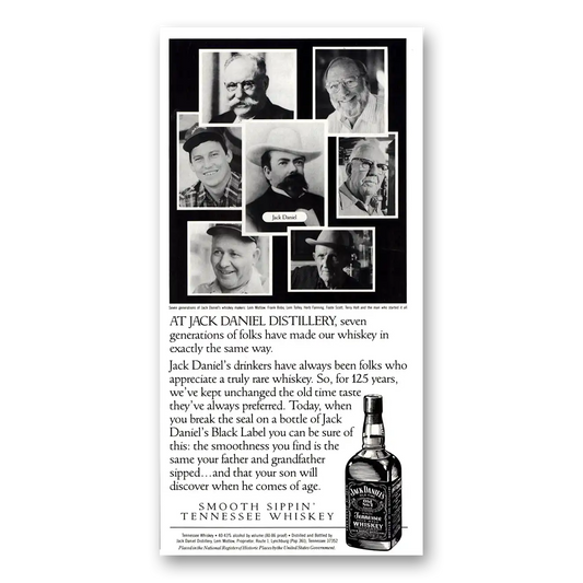 1991 Jack Daniels Seven Generations of Folks Vintage Magazine Print Ad