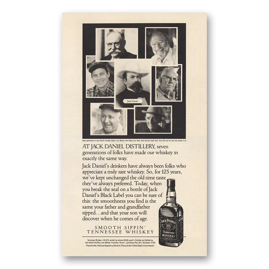 1991 Jack Daniels Seven Generations Folks Vintage Magazine Print Ad