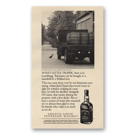 1991 Jack Daniels What Little Traffic In Lynchburg Vintage Magazine Print Ad