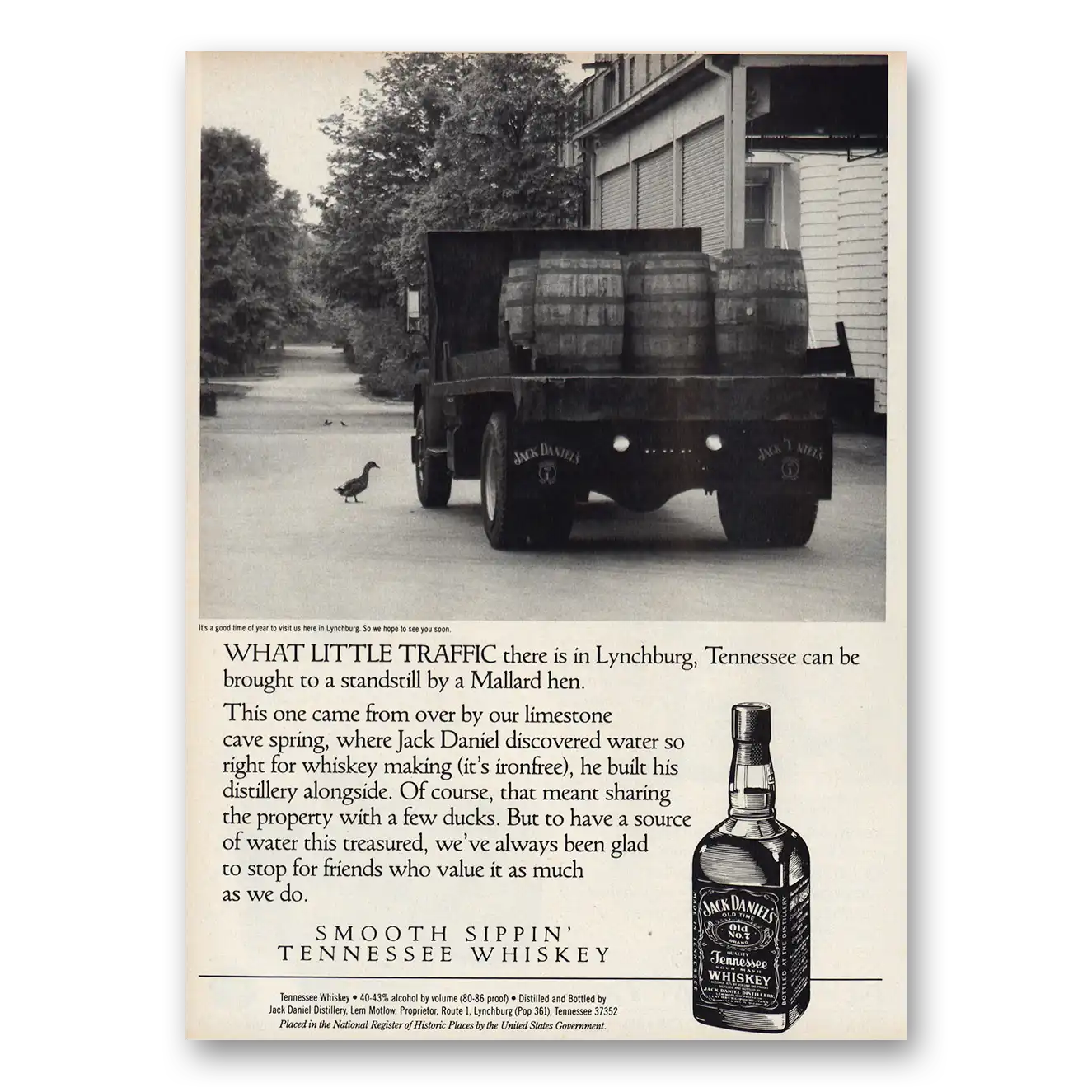 1991 Jack Daniels Little Traffic Lynchburg Mallard Hen Vintage Magazine Print Ad