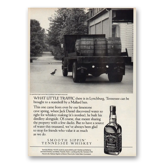 1991 Jack Daniels Little Traffic Lynchburg Mallard Hen Vintage Magazine Print Ad