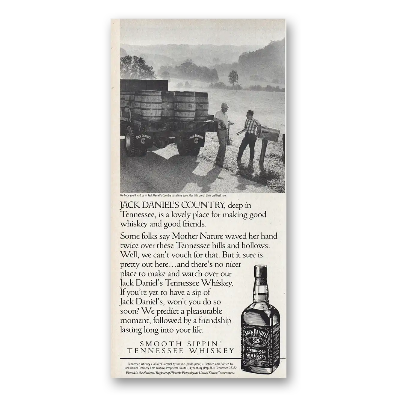 1991 Jack Daniels Deep In Tennessee Vintage Magazine Print Ad