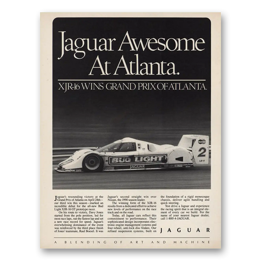 1991 Jaguar XJR16 Awesome at Atlanta Grand Prix Vintage Magazine Print Ad