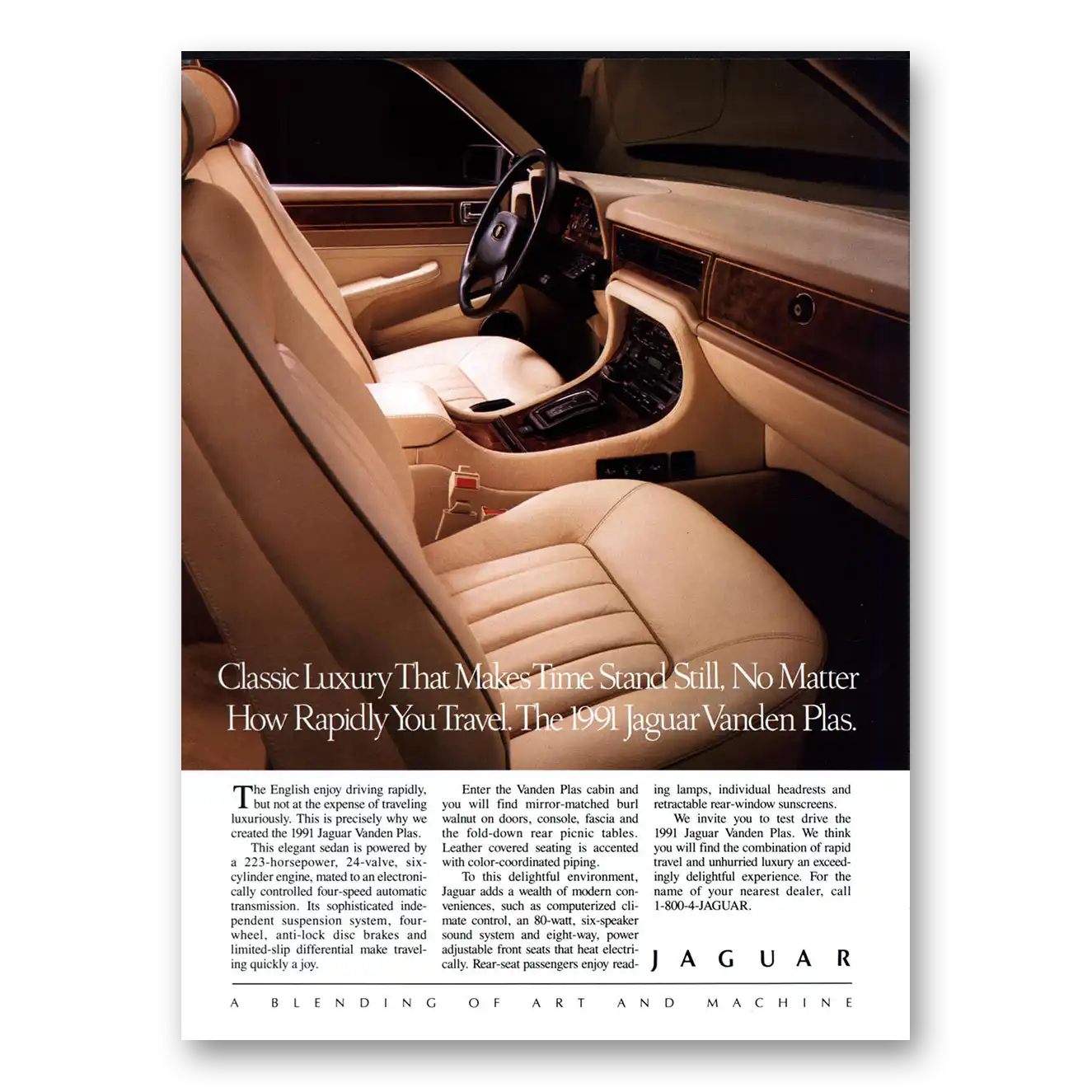 1991 Jaguar Vanden Plas Makes Time Stand Still Vintage Magazine Print Ad