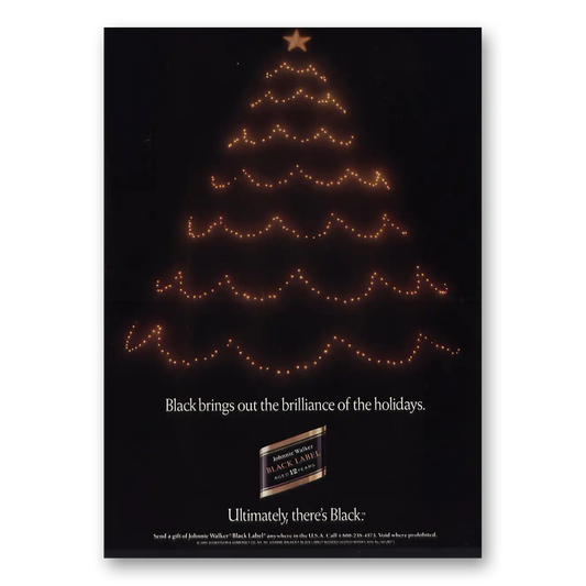 1991 Johnnie Walker Black Label Black Brings Out the Brilliance of the Holidays Vintage Magazine Print Ad