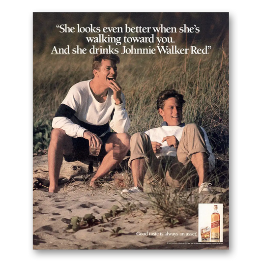 1991 Johnnie Walker Red Label She Looks Even Better Vintage Magazine Print Ad