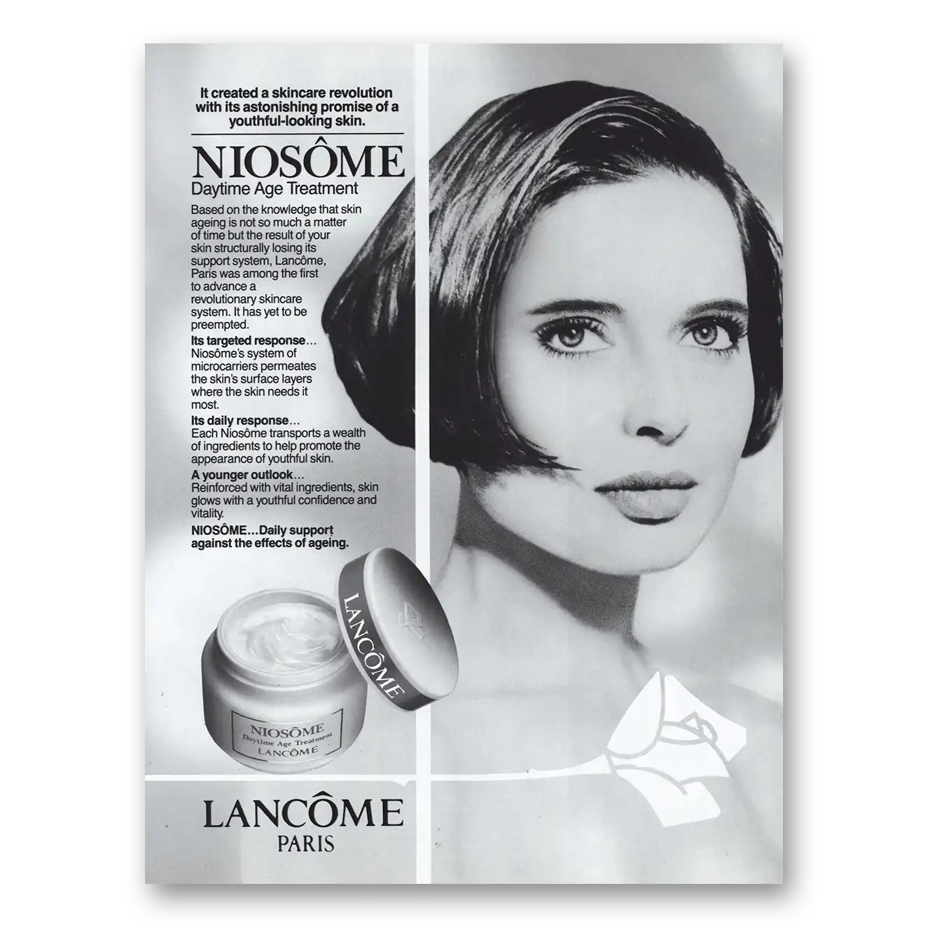 1991 Lancome Cosmetics Niosome Isabella Rossellini Vintage Magazine Print Ad