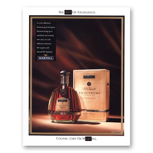 1991 Martell Cognac Difference Between Good and Great Vintage Magazine Print Ad