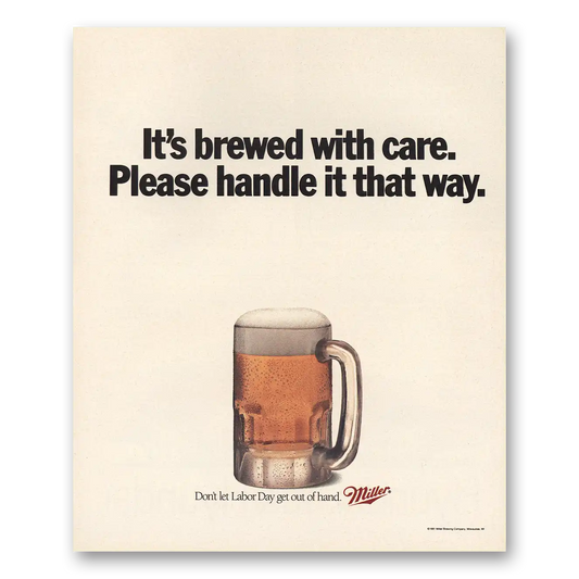 1991 Miller Beer Brewed With Care Vintage Magazine Print Ad