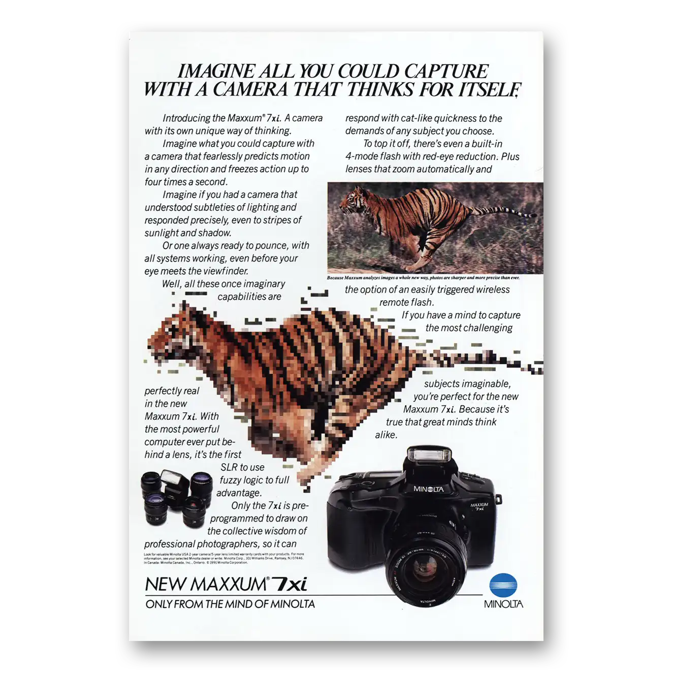 1991 Minolta Maxxum Camera That Thinks for Itself Vintage Magazine Print Ad