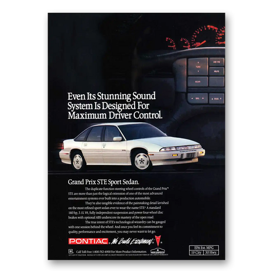 1991 Pontiac Grand Prix Stunning Sound System Vintage Magazine Print Ad