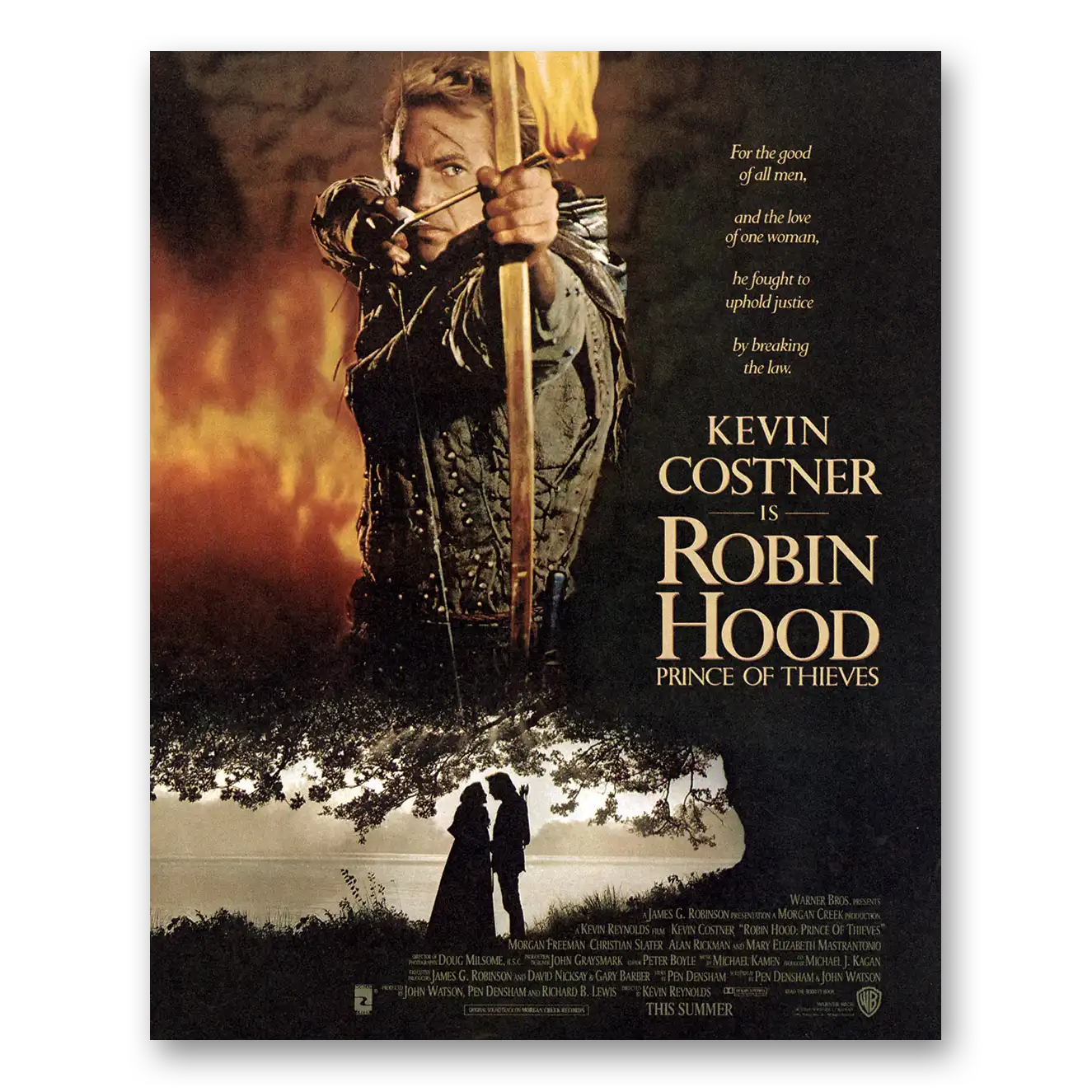 1991 Robin Hood Prince of Thieves Movie Promo Kevin Costner Vintage Magazine Print Ad