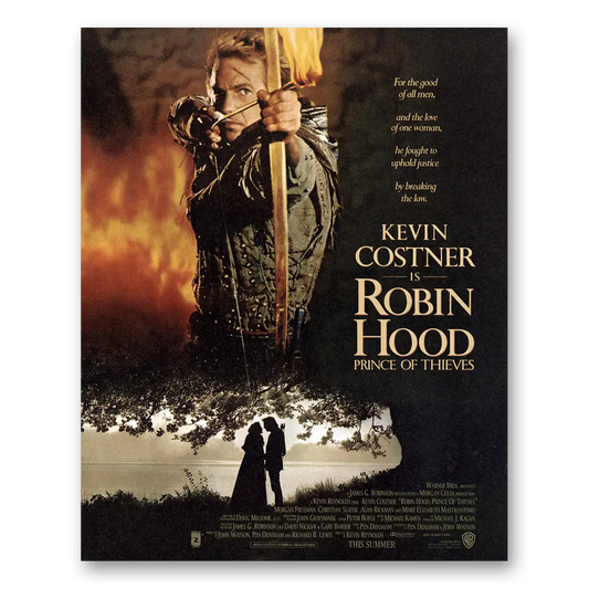 1991 Robin Hood Prince of Thieves Movie Promo Kevin Costner Vintage Magazine Print Ad