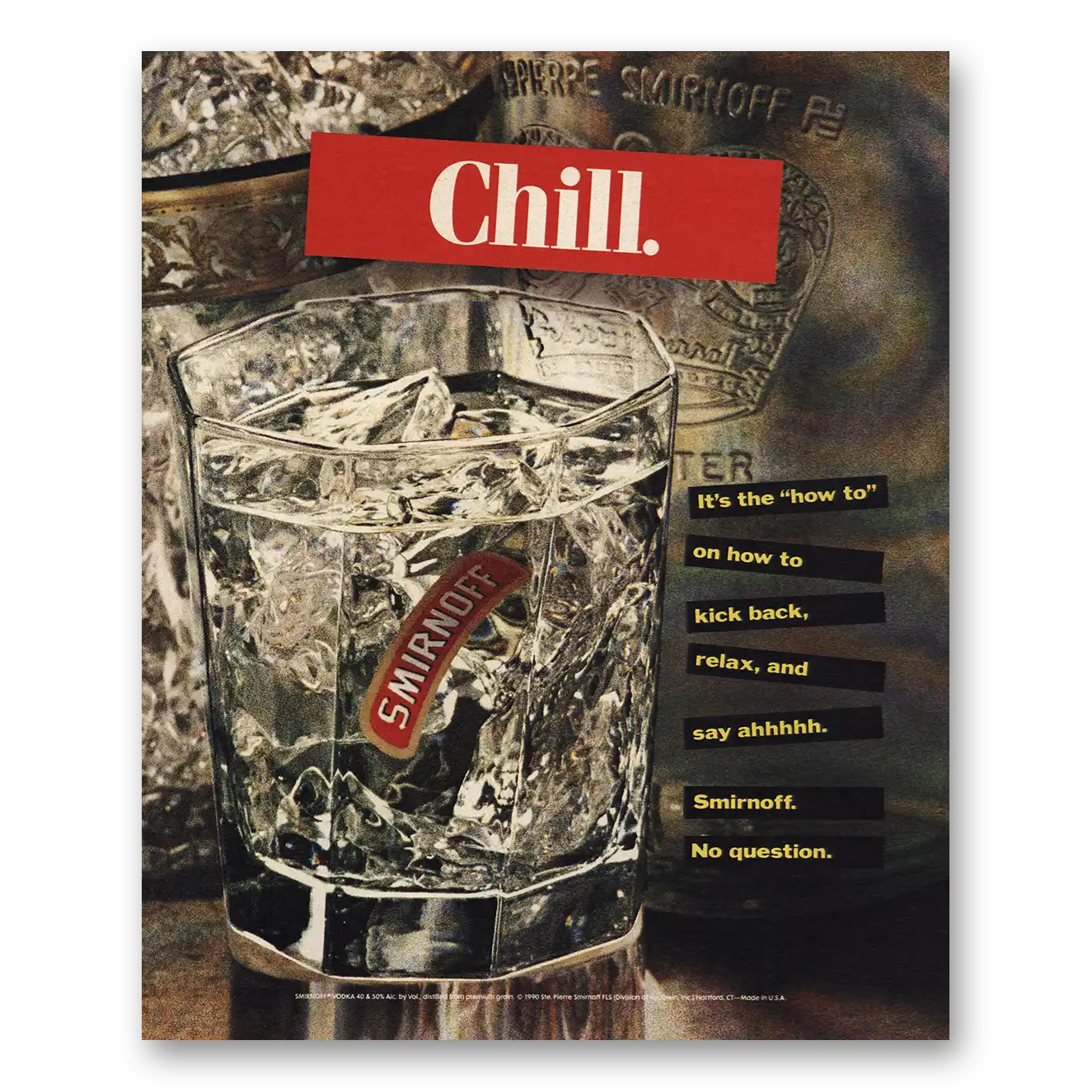 1991 Smirnoff Vodka Chill Hot To Kick Back Relax Vintage Magazine Print Ad