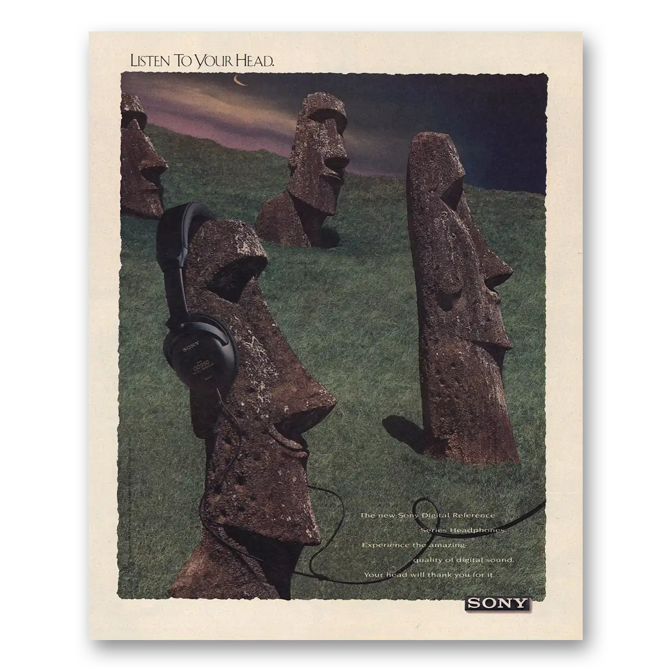 1991 Sony Headphones Listen to Your Head Vintage Magazine Print Ad