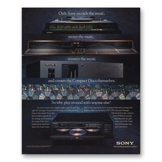 1991 Sony Compact Disc Player Records the Music Vintage Magazine Print Ad