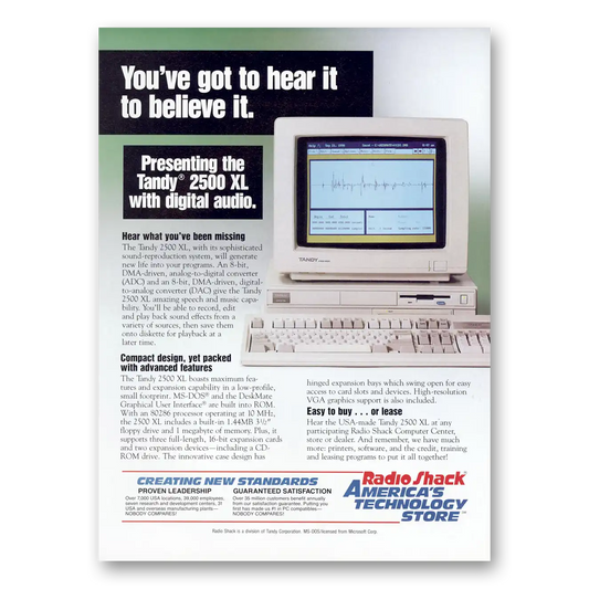 1991 Tandy Computer You've Got to Hear to Believe It Vintage Magazine Print Ad