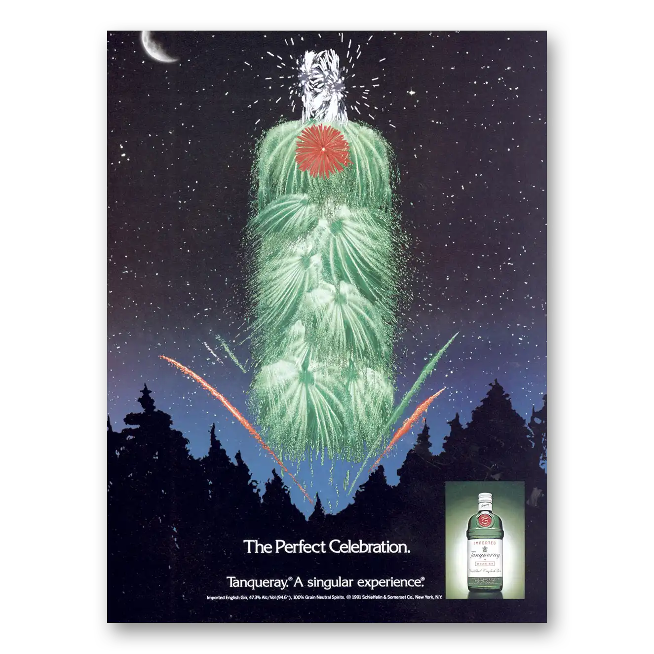 1991 Tanqueray Gin Perfect Celebration Vintage Magazine Print Ad