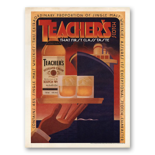 1991 Teachers Whisky First Class Taste Vintage Magazine Print Ad