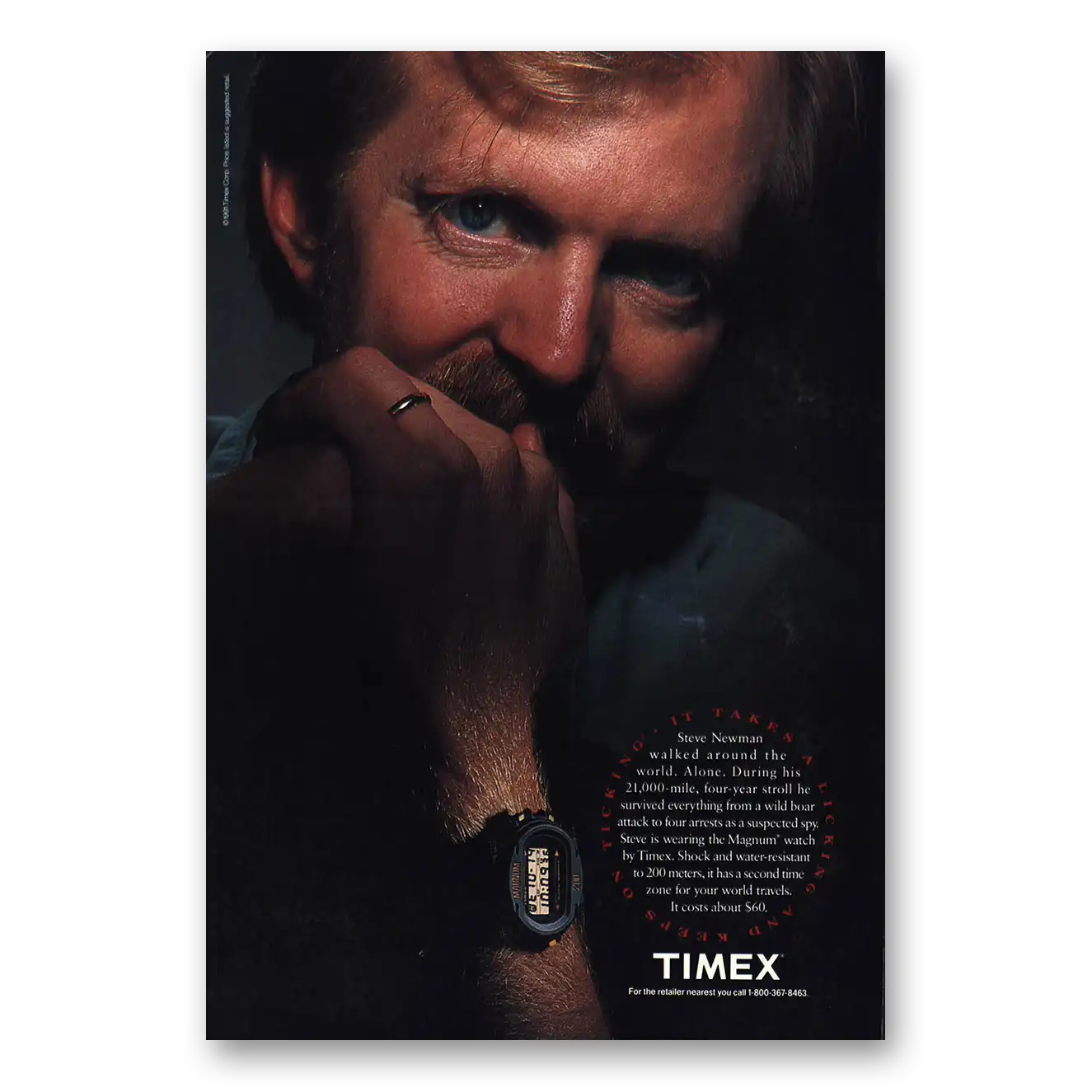 1991 Timex Watch Steve Newman Vintage Magazine Print Ad