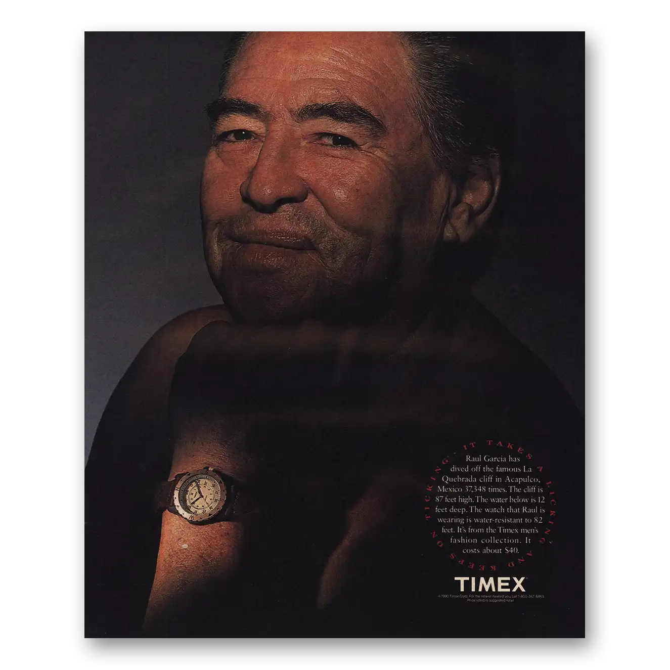 1991 Timex Watch Raul Garcia Vintage Magazine Print Ad