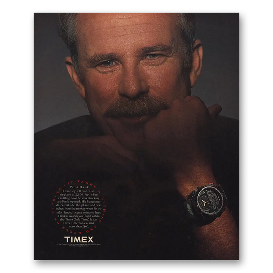 1991 Timex Watch Pilot Hank Dempsey Vintage Magazine Print Ad