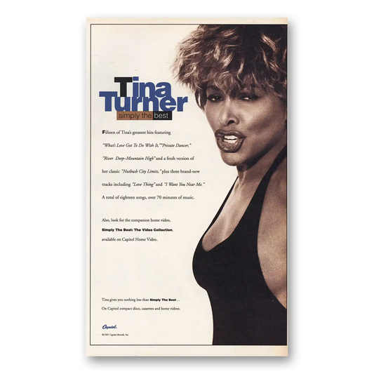 1991 Tina Turner Promo Simply the Best Vintage Magazine Print Ad