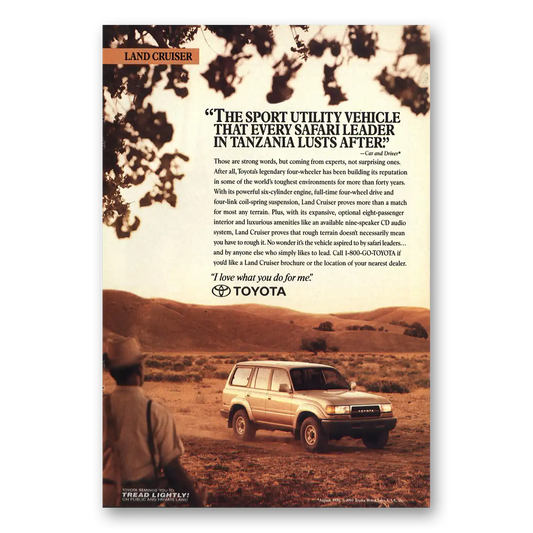 1991 Toyota Land Cruiser Sarfari Leader in Tanzania Vintage Magazine Print Ad