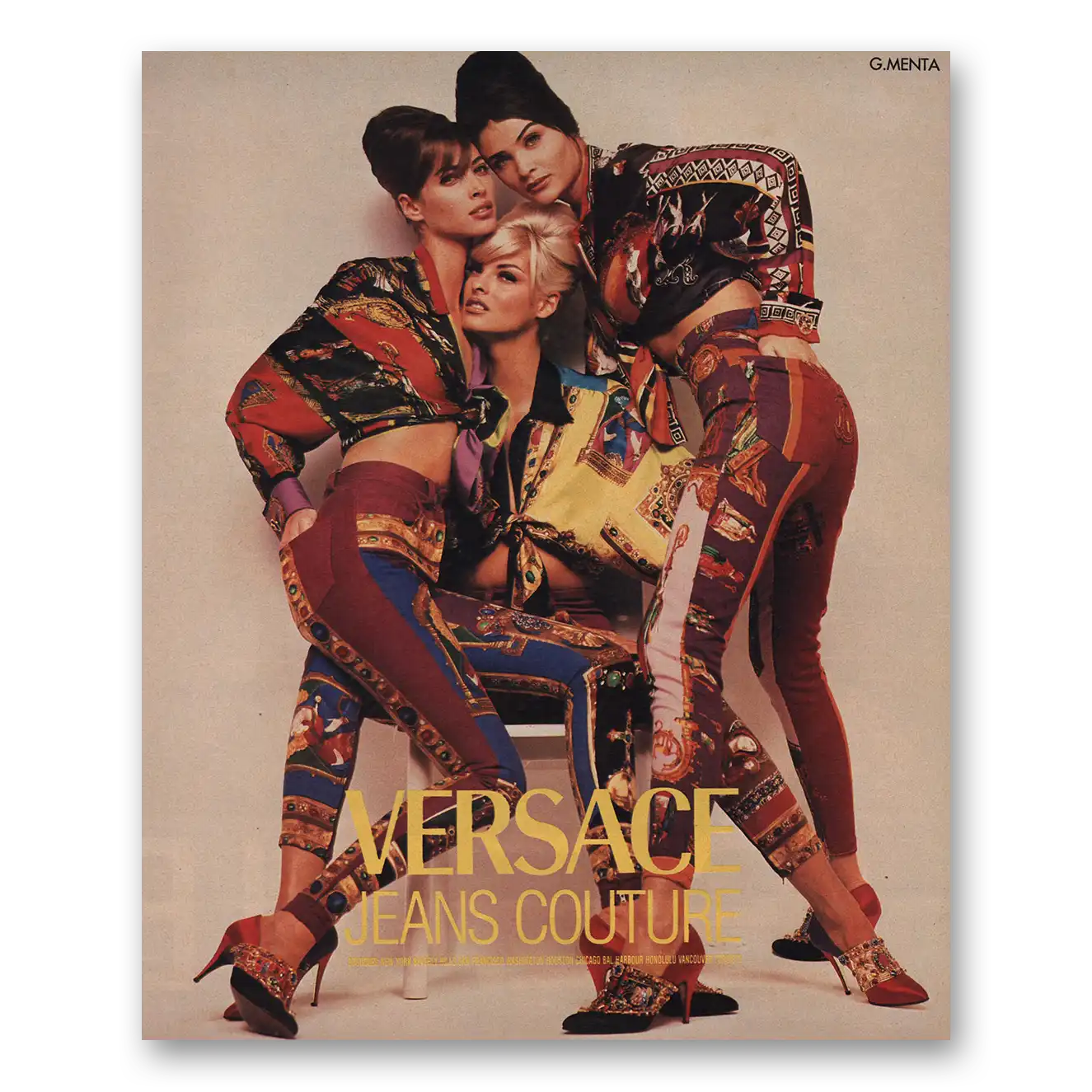 1991 Versace Jeans Couture Vintage Magazine Print Ad