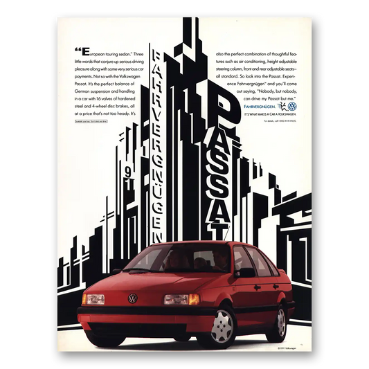 1991 Volkswagen Passat Fahrvergnugen European Touring Sedan Vintage Magazine Print Ad