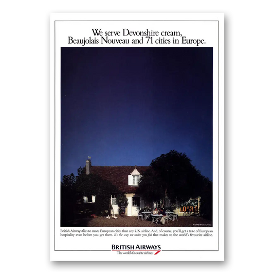 1992 British Airways BOAC We Serve Devonshire Cream Vintage Magazine Print Ad