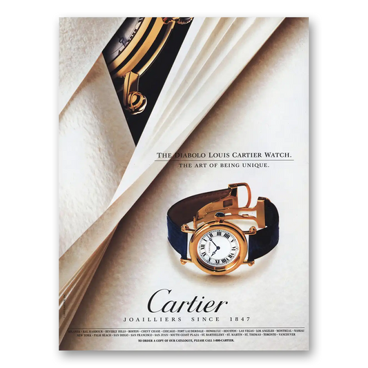 1992 Cartier Watches Diabolo Louis Cartier Watch Vintage Magazine Print Ad