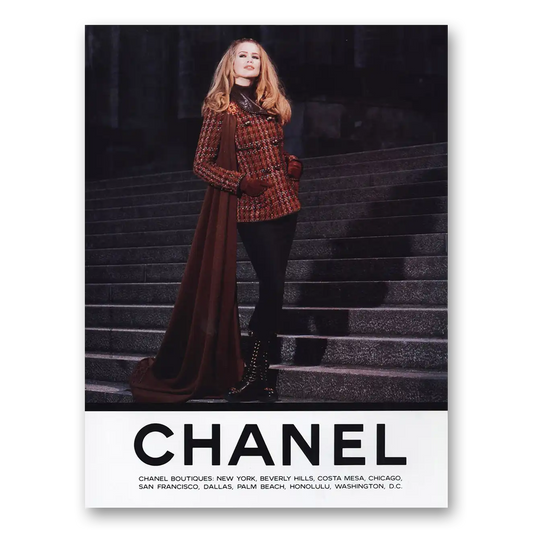 1992 Chanel Fashion Claudia Schiffer Vintage Magazine Print Ad