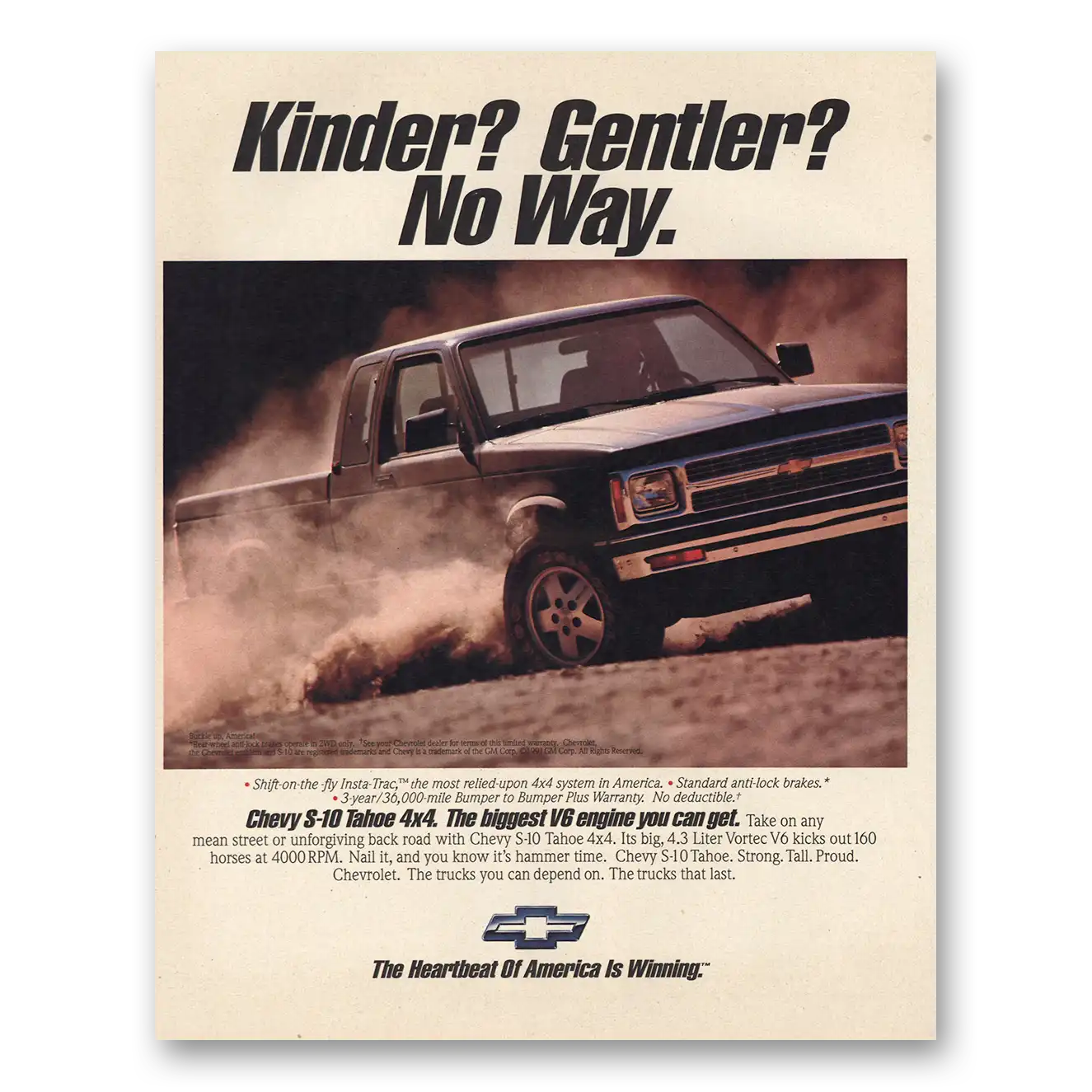 1991 Chevrolet Tahoe Kinder Gentler No Way Vintage Magazine Print Ad