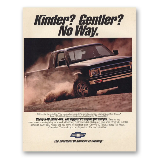 1991 Chevrolet Tahoe Kinder Gentler No Way Vintage Magazine Print Ad